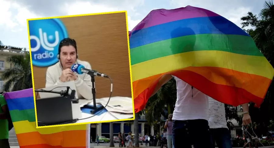 Fotos de banderas de la comunidad LGBTI y Néstor Morales