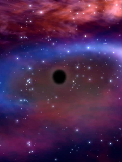 Impresión de un artista, publicada el 19 de febrero de 2004 por la Agencia Espacial Europea (ESA), ilustra artículo sobre descubrimiento del agujero negro masivo más distante y más antiguo jamás visto.