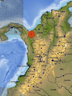 Ubicación del Temblor del 2 de septiembre en Colombia.