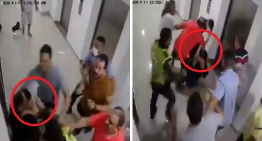 Video de la golpiza de vecinos a pediatra y su empleada por pedir que bajaran volumen en fiesta, en Barranquilla.