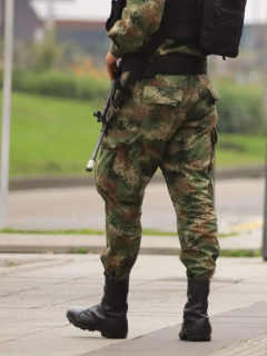 Soldados caminando por Bogotá. Felip exige resultados al Gobierno por chuzadas.
