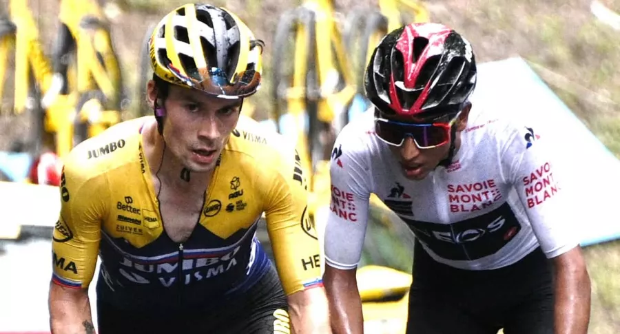 Según Roglic, no se puede dormir ante Egan en el Tour de Francia. Foto de ambos en la competencia.