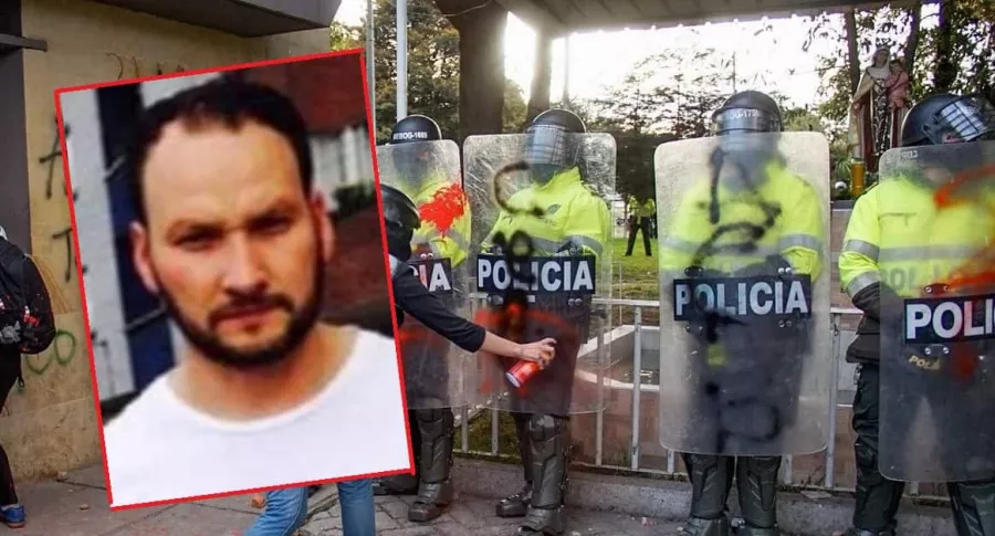 Imagen de Javier Ordóñez y la de policías en CAI de Villa Luz ilustra nota sobre suspensión de 5 policías más por muerte del abogado
