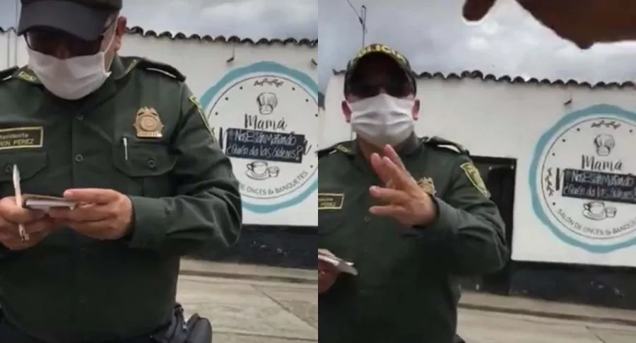 Policía de Santander, quien multó a joven por poner letrero que dice #NosEstánMatando