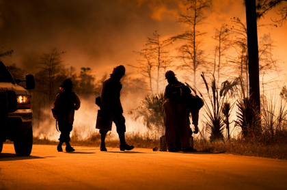 Foto de un incendio forestal ilustra nota sobre un niño que murió abrazado a su perro mientras las llamas los rodeaban, en EE. UU.