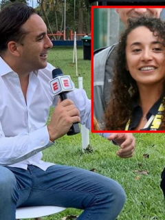 Mario Sabato entrevistando a Egan Bernal, quien se metió en el cruce en redes que tuvo su exnovia con el relator del Tour de Francia en ESPN