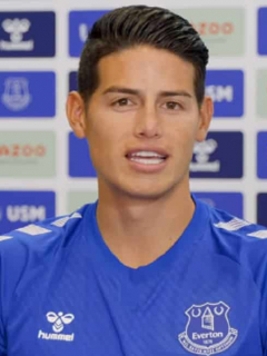 James Rodríguez en su presentación como jugador del Everton, equipo al que llegó gratis según reveló Banfield de Argentina