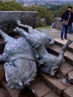 Estatua de Sebastián de Belalcázar derribada en Popayán
