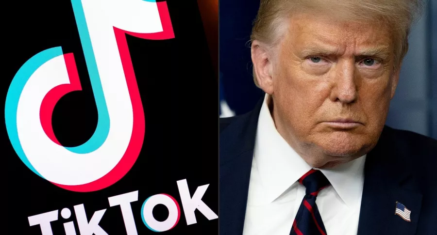 Logo de TikTok al lado del Donald Trump