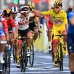 Tadej Pogacar  en la etapa 21 del Tour de Francia, clasificación general.