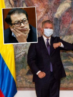 Foto de reunión del presidente Iván Duque con el secretario de Estado, Mike Pompeo, al que Gustavo Petro le mandó un trino denunciando masacres.
