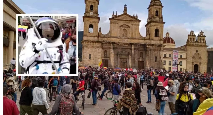 Foto de las manifestaciones en Bogotá del 21 de septiembre.,