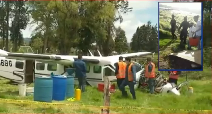 Imagen de cómo quedó el avión luego del accidente, en el norte de Bogotá