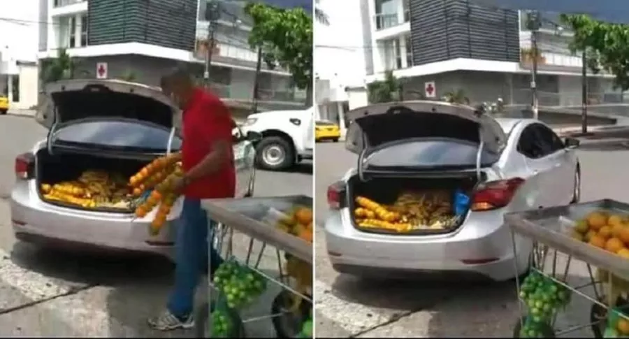 Conductor de carro se lleva plante de vendedor ambulante que le pegó a su vehículo