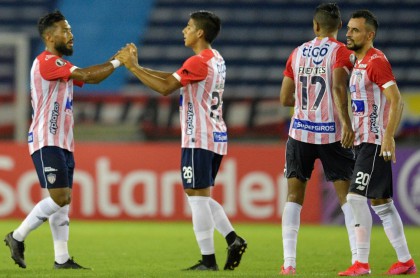 Junior de Barranquilla luego de vencer 4-1 a Independiente del Valle en Copa Libertadores. Imagen de referencia.