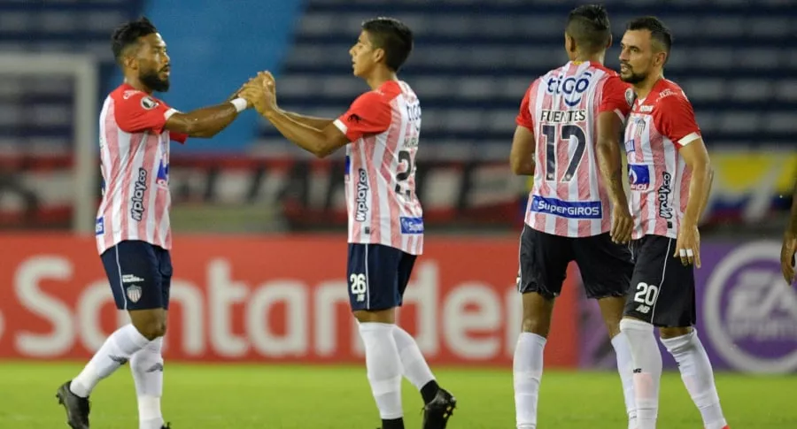 Junior de Barranquilla luego de vencer 4-1 a Independiente del Valle en Copa Libertadores. Imagen de referencia.