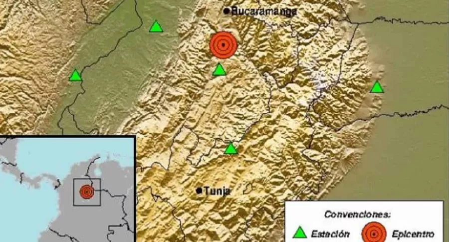 Imagen del reporte del Servicio Geológico del temblor de 4.0 en Los Santos, Santander