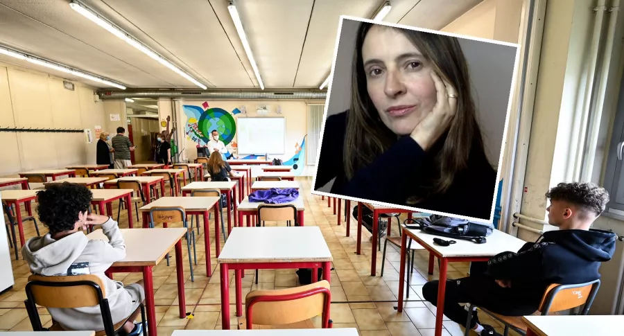 Imágenes de clases presenciales y Paloma Valencia, que propuso dar bonos para que estudiantes de colegios públicos vayan a instituciones privadas