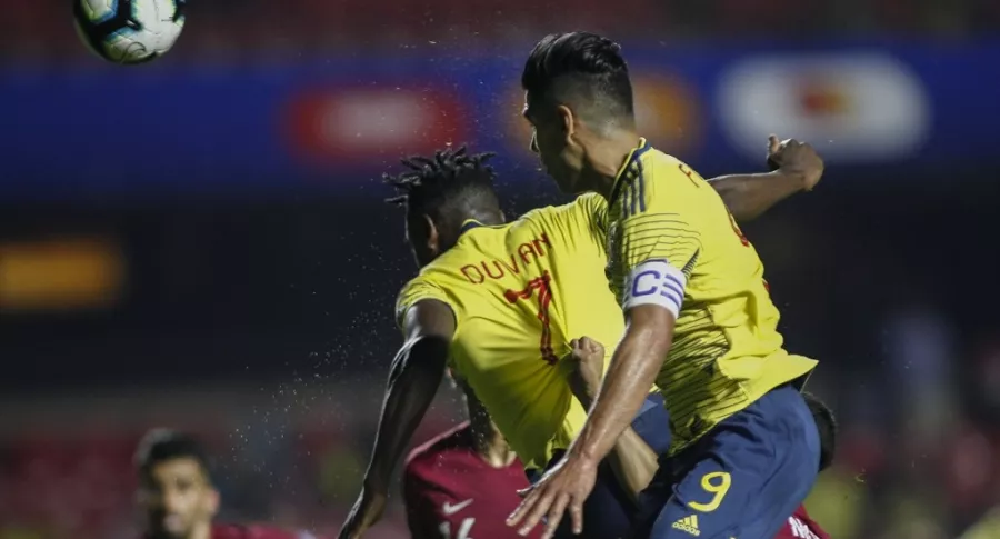 Duván Zapata y Radamel Falcao en la Copa América de 2019, a propósito del comentario que hizo Faustino Asprilla. 