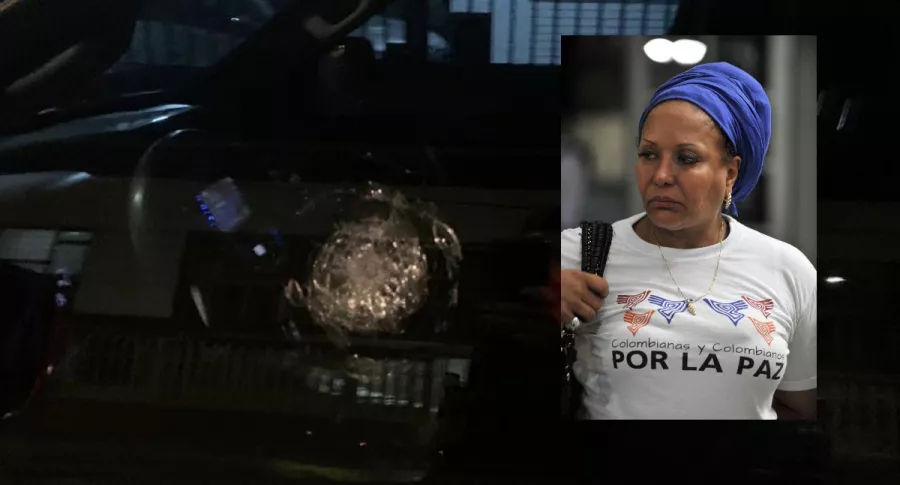 El impacto de un disparo en la ventana del conductor de una de las camionetas del esquema de seguridad de la exsenadora Piedad Córdoba, la noche del 30 de septiembre del 2020.