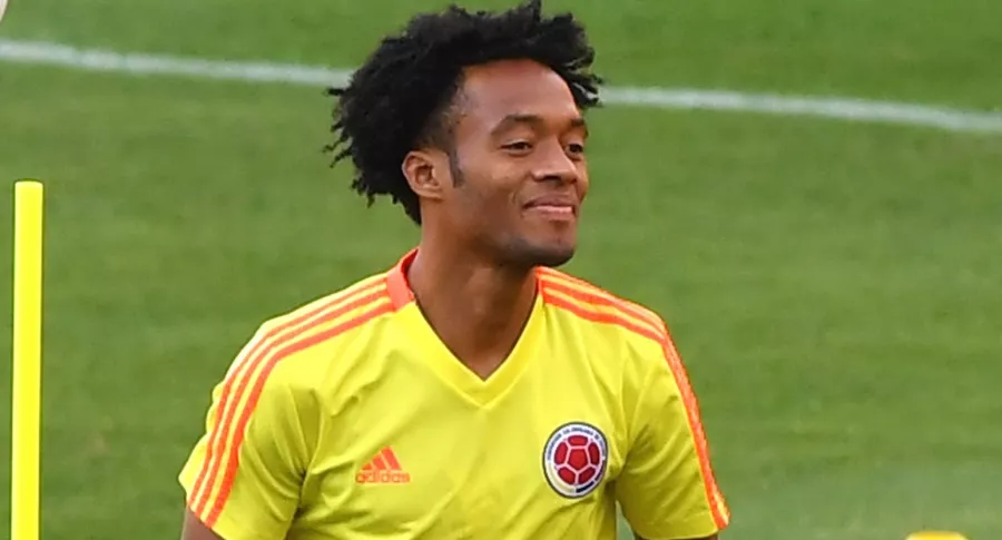 Cuadrado sí estará con la Selección Colombia en la Eliminatoria. Imagen de referencia del jugador en una práctica del equipo nacional.