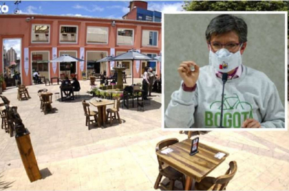 El Chorro de Quevedo, en Bogotá, junto a foto de alcaldesa Claudia López, para ilustrar que el Banco Mundial negó tener un ‘ranking’ de ciudades ejemplo en reactivación post COVID-19. 