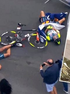 Etienne van Empel y Luca Wackermann (foto), accidentados en el Giro de Italia por culpa de un helicóptero.