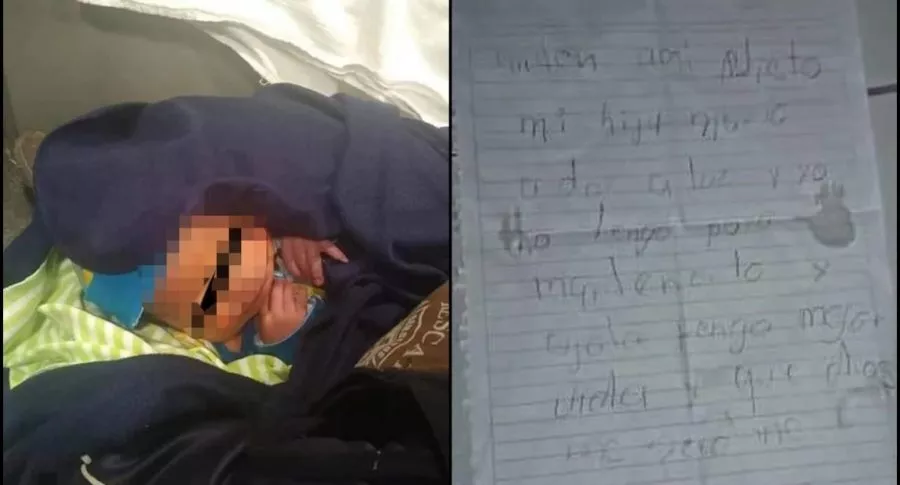 Captura de pantalla de bebé abandonado en México y carta que dejó su abuelo