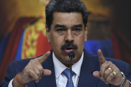Nicolás Maduro, que acaba de cambiar el nombre a la principal avenida de Caracas, aparece en una conferencia de prensa en el palacio de Miraflores en febrero de 2020.
