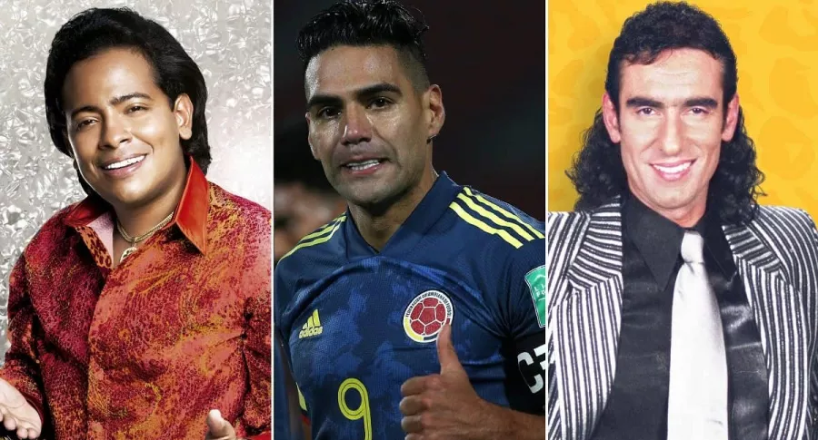 Orlando Liñán, actor; Falcao García, futbolista; y Miguel Varoni, actor, a propósito del 'rating' del partido de Colombia, final de 'Diomedes, el Cacique de La junta' y 'Pedro, el escamoso'.