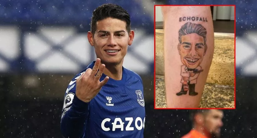 James Rodríguez y el tatuaje que se hizo de él un hincha del Everton, que también nombrará a su hijo como el colombiano