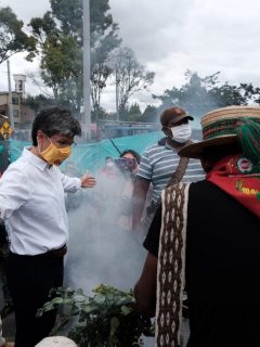 Imagen del momento en que la minga indígena llegó a Bogotá; anunció marcha el lunes