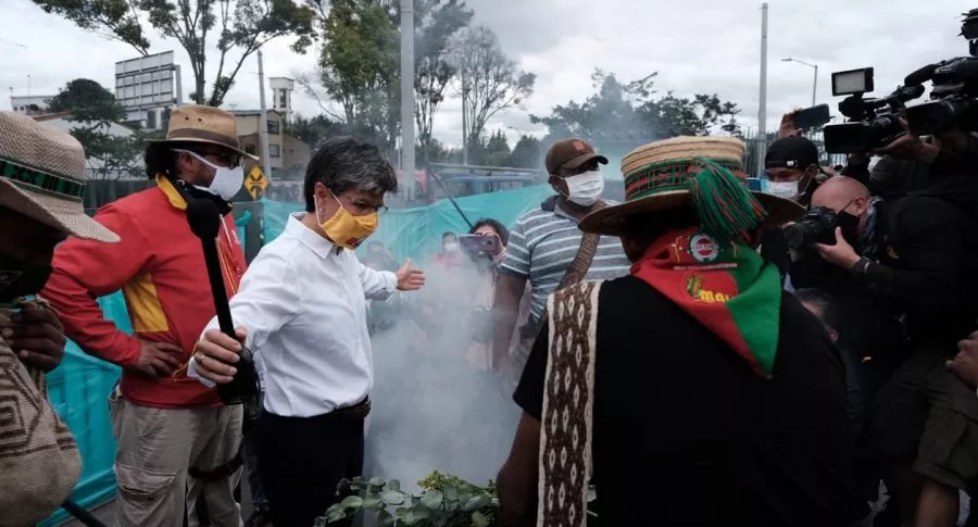 Imagen del momento en que la minga indígena llegó a Bogotá; anunció marcha el lunes