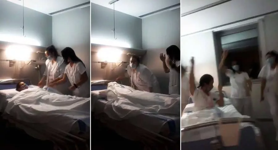 Captura de pantalla enfermeras bailando tras fingir muerte de paciente
