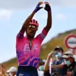 Daniel Felipe Martínez celebrando su victoria en el Tour de Francia, Lista de colombianos en la Vuelta a España 2020