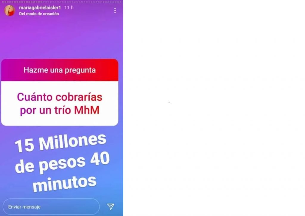 Captura de pantalla Instagram tomada por Protagonista.mariagabrielaisler1