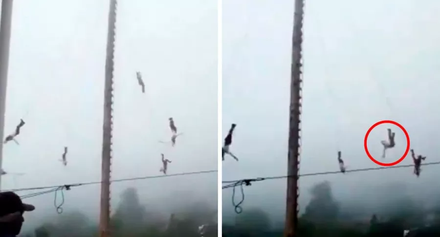 Captura de pantalla de acróbata mexicano que cayó desde unos 15 metros