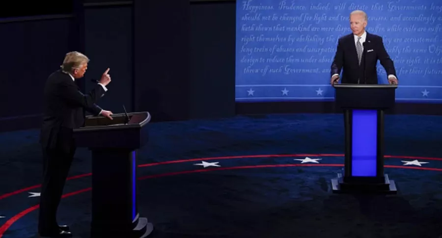 Donald Trump y Joe Biden en debate presidencial de EEUU