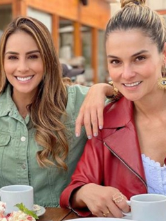 Carolina Cruz, Carolina Soto y Catalina Gómez, presentadora de 'Día a día' en un almuerzo, a propósito de sus fotos de cómo lucían antes y después.