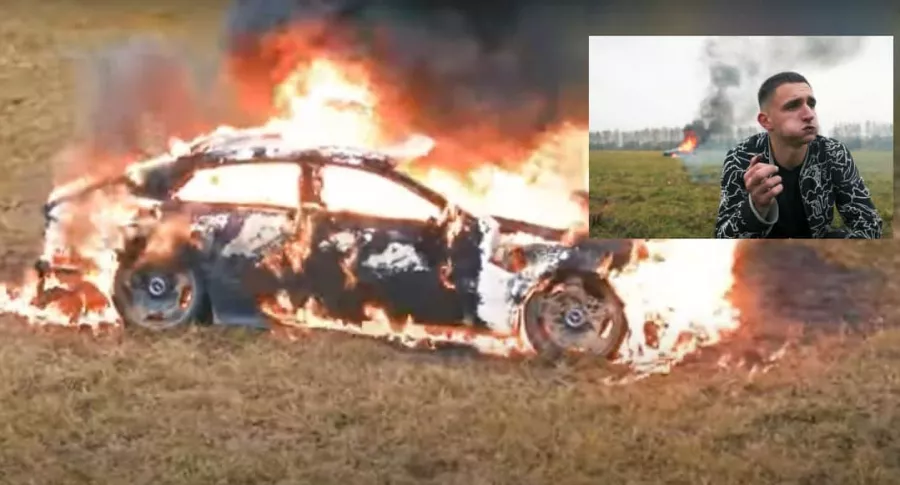 Mijail Litvin, el youtuber ruso quema su carro deportivo Mercedes de 700 millones
