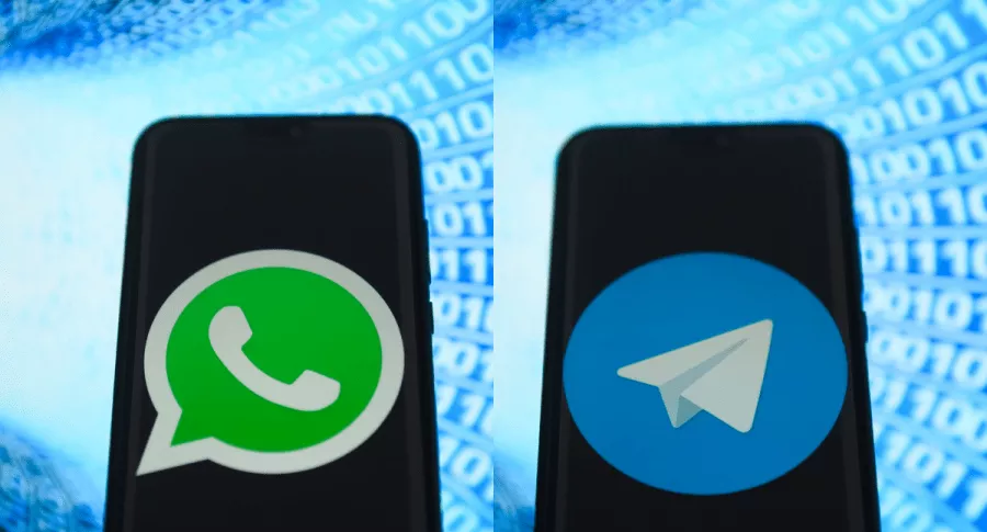 Logotips de WhatsApp y Telegram para ilustrar nota sobre qué aplicación consume más datos en videollamada