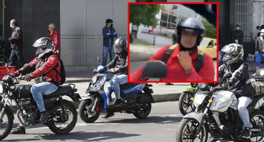Motos en Colombia y captura de pantalla de motociclista que le escupió a enfermera en Medellín