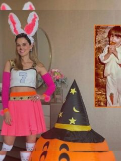Catalina Gómez con disfraz de coneja antes y después, a propósito de top de disfraces de famosos antes de la fama.