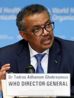 Tedros Adhanom Ghebreyesus, director de la OMS, en medio de una rueda de prensa.