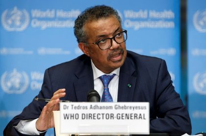 Tedros Adhanom Ghebreyesus, director de la OMS, en medio de una rueda de prensa.