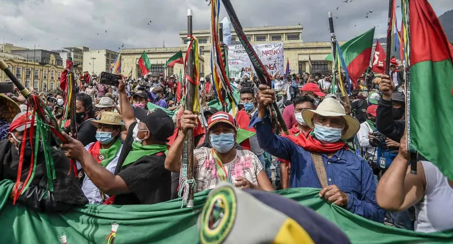 Minga indígena que llegó a Bogotá en octubre, y que anuncia una nueva manifestación con toma de vías