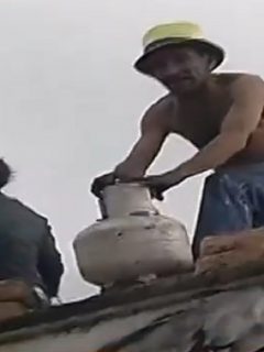 Imagen del hombre que amenazó con hacer estallar un cilindro de gas en Bogotá.