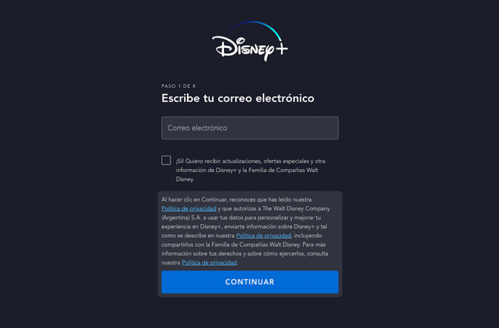 Captura de pantalla: página web Disney Plus