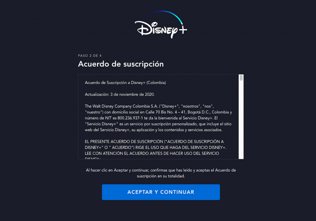 Captura de pantalla: página web Disney Plus