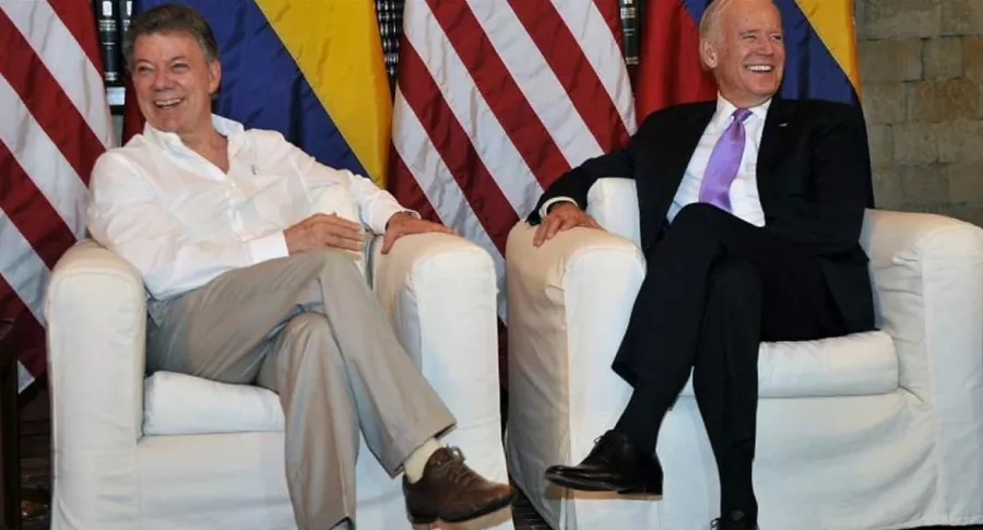 Joe Biden y Juan Manuel Santos, en una reunión en Cartagena.